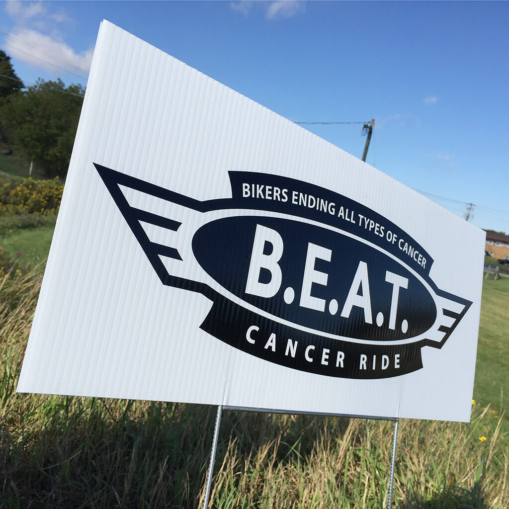BEAT cancer motorcycle ride sign