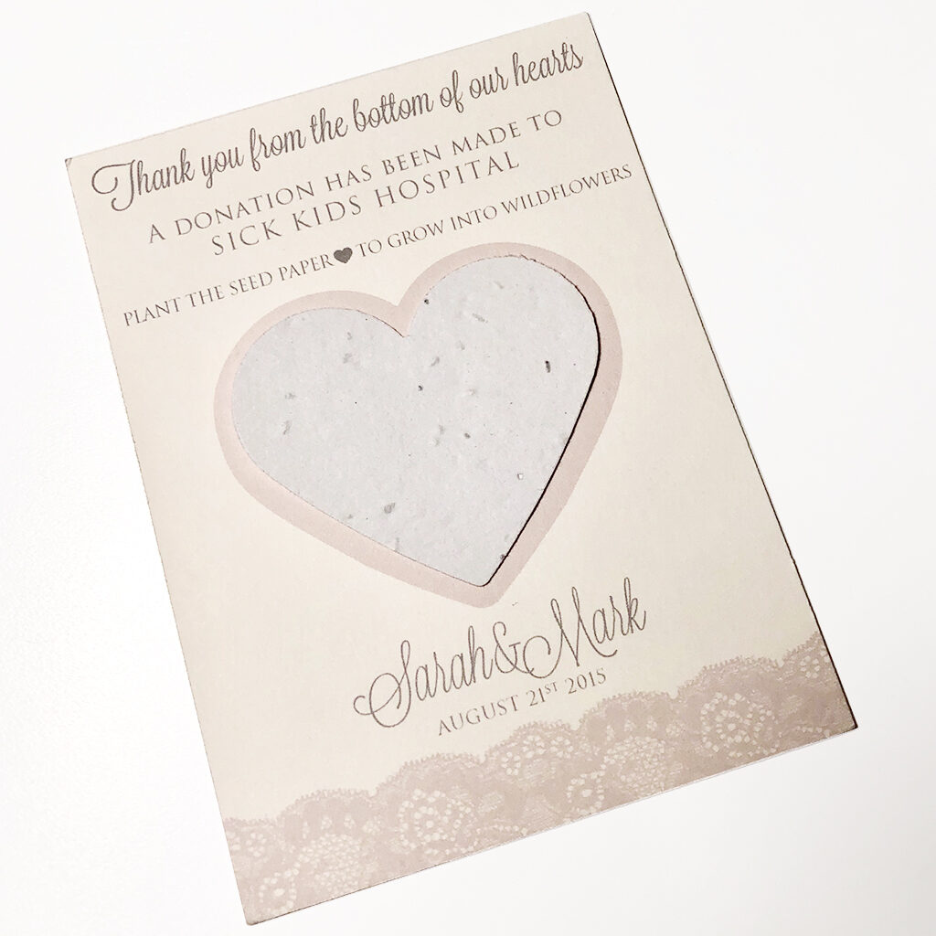 Bottom of our hearts seed favour card
