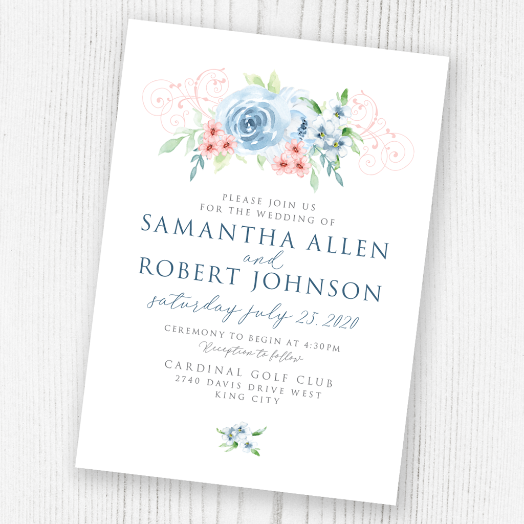Watercolour flowers invitation